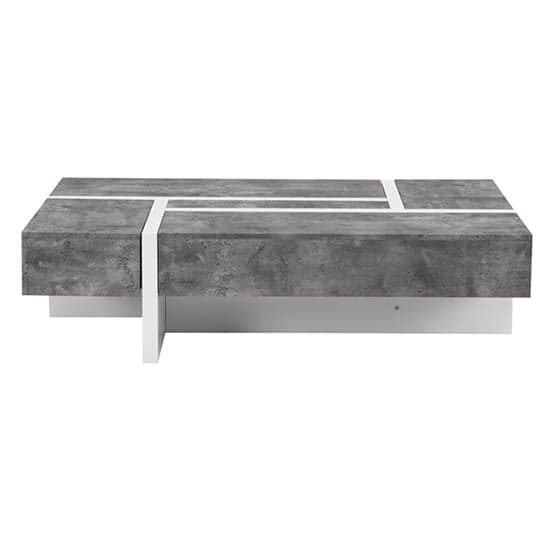 Stockton Gloss Storage Coffee Table In White And Concrete Effect