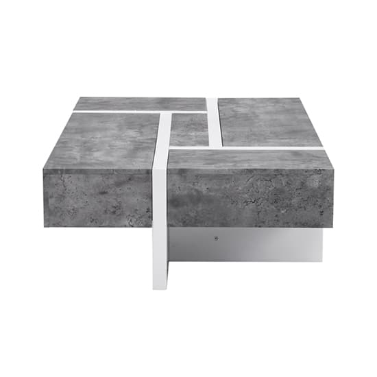 Stockton Gloss Storage Coffee Table In White And Concrete Effect