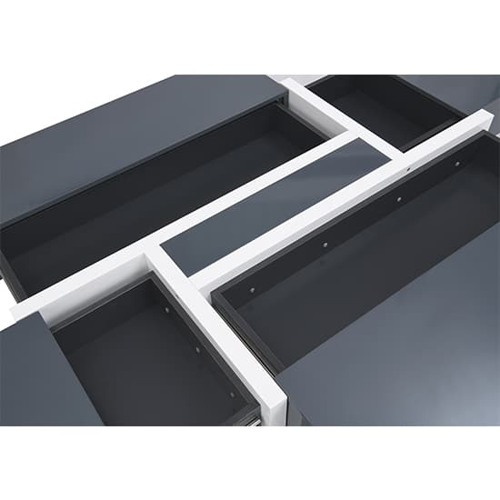Stockton High Gloss Storage Coffee Table In Grey And White