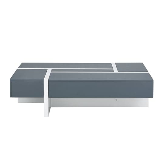 Stockton High Gloss Storage Coffee Table In Grey And White