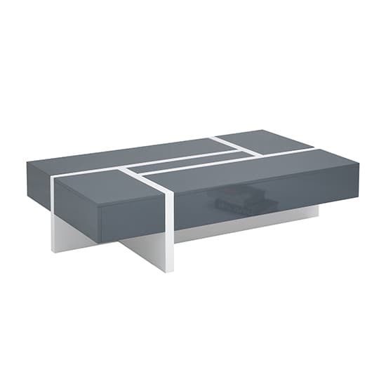 Stockton High Gloss Storage Coffee Table In Grey And White
