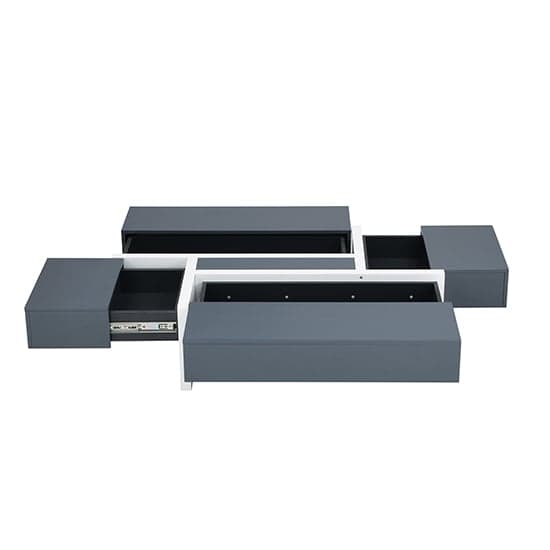 Stockton High Gloss Storage Coffee Table In Grey And White
