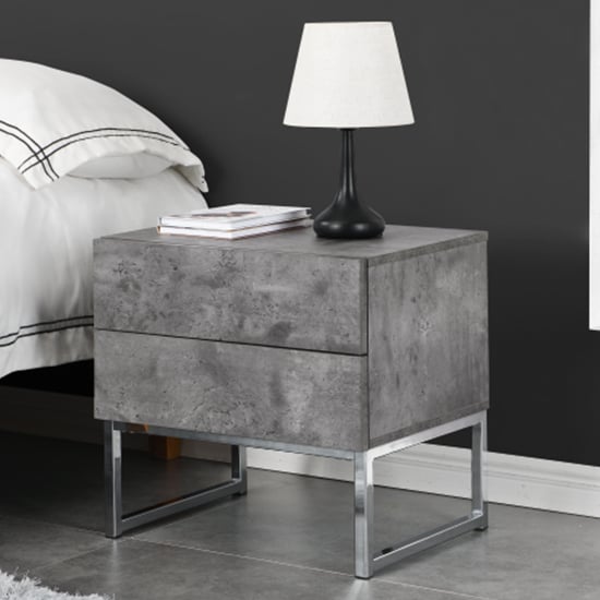 Strasburg Bedside Cabinet With 2 Drawers In Concrete Effect