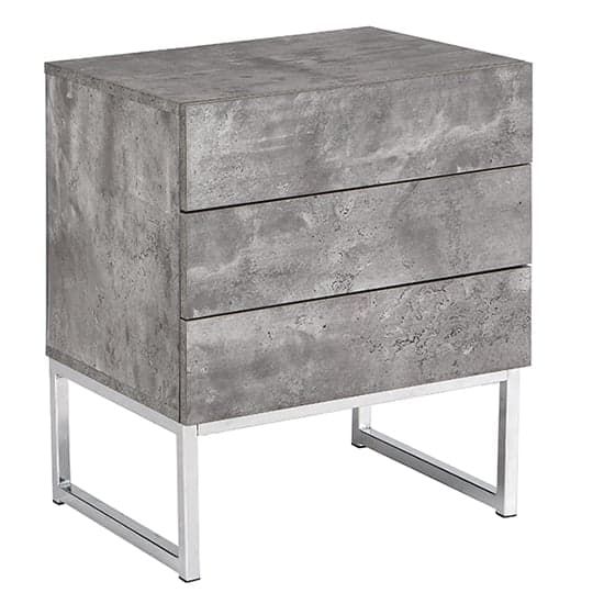 Strasburg Bedside Cabinet With 3 Drawers In Concrete Effect