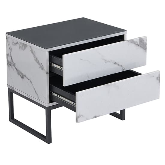 Strasburg Gloss Bedside Cabinet And 2 Drawer In Diva Marble Effect