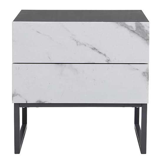 Strasburg Gloss Bedside Cabinet And 2 Drawer In Diva Marble Effect