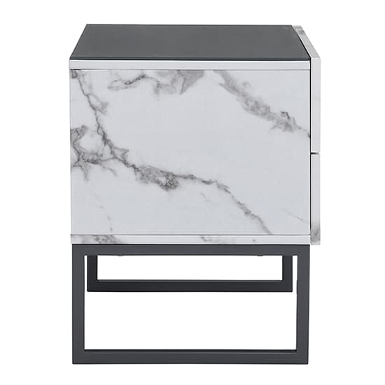 Strasburg Gloss Bedside Cabinet And 2 Drawer In Diva Marble Effect