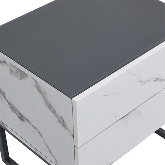 Strasburg Gloss Bedside Cabinet And 2 Drawer In Diva Marble Effect