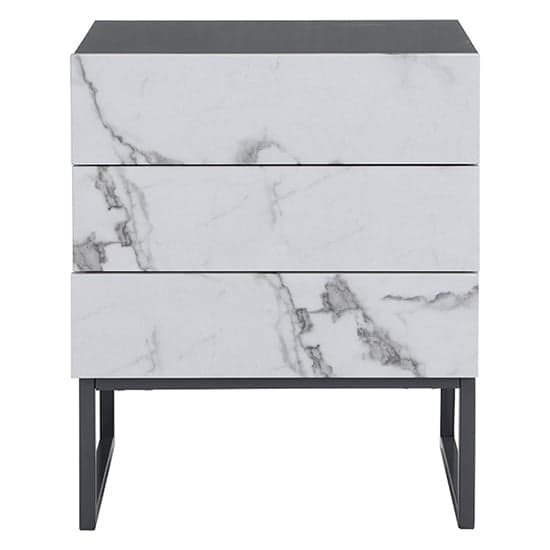 Strasburg Gloss Bedside Cabinet And 3 Drawer In Diva Marble Effect