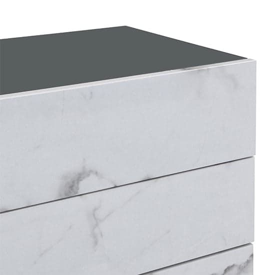 Strasburg Gloss Bedside Cabinet And 3 Drawer In Diva Marble Effect