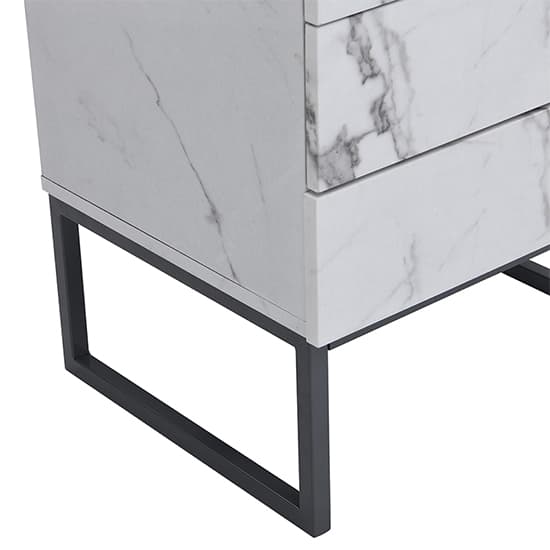 Strasburg Gloss Bedside Cabinet And 3 Drawer In Diva Marble Effect