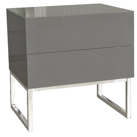 Strasburg High Gloss Bedside Cabinet With 2 Drawers In Grey