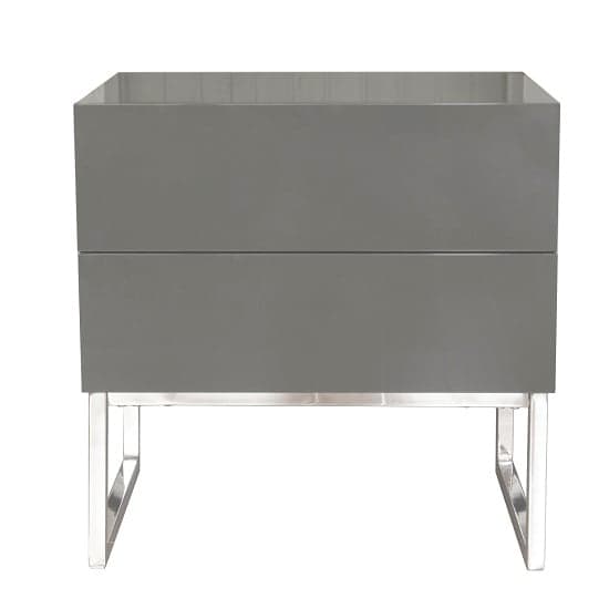 Strasburg High Gloss Bedside Cabinet With 2 Drawers In Grey