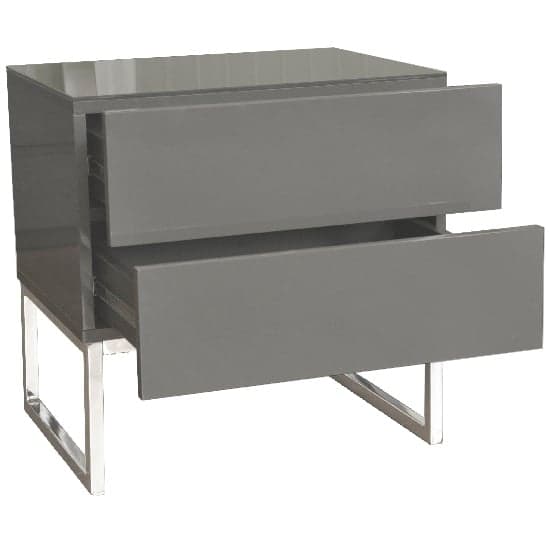 Strasburg High Gloss Bedside Cabinet With 2 Drawers In Grey