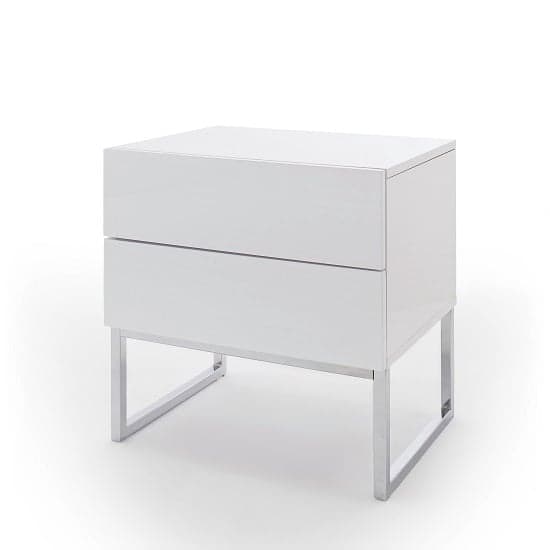 Strasburg High Gloss Bedside Cabinet With 2 Drawers In White