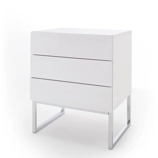 Strasburg High Gloss Bedside Cabinet With 3 Drawers In White