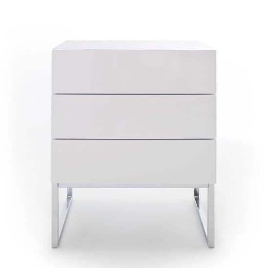 Strasburg High Gloss Bedside Cabinet With 3 Drawers In White