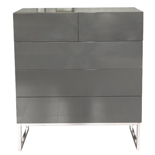 Strasburg High Gloss Chest Of 5 Drawers in Grey