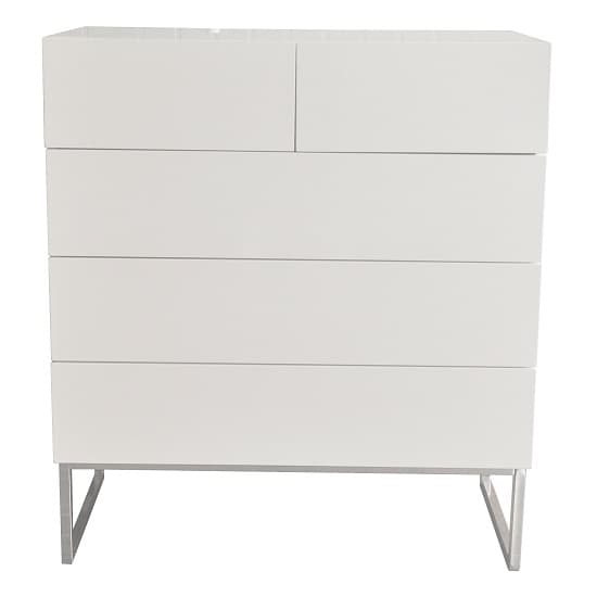 Strasburg High Gloss Chest Of 5 Drawers In White