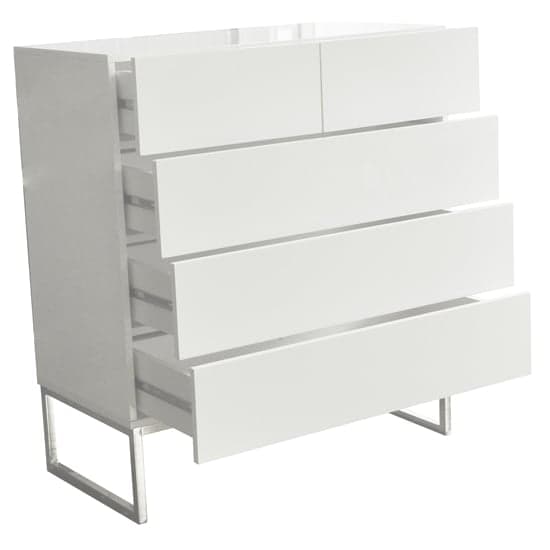 Strasburg High Gloss Chest Of 5 Drawers In White