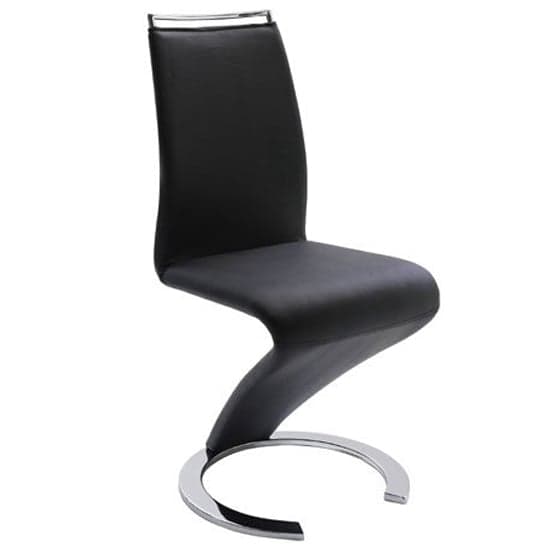 Sumter Z Faux Leather Dining Chair In Black With Chrome Feet