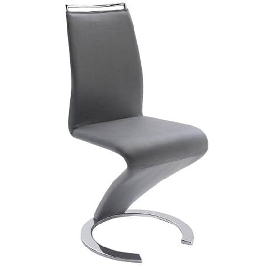 Sumter Z Faux Leather Dining Chair In Grey With Chrome Feet