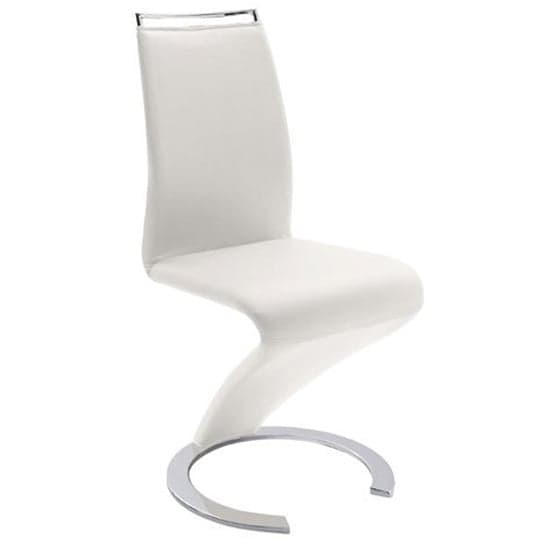 Sumter Z Faux Leather Dining Chair In White With Chrome Feet