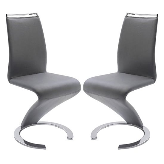 Sumter Z Grey Faux Leather Dining Chairs In Pair