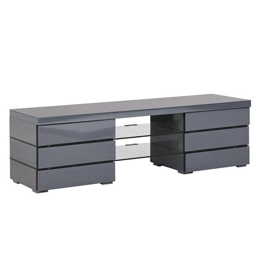 Swansea High Gloss TV Stand In Grey With Blue LED Lighting