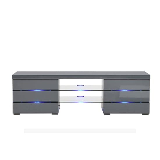 Swansea High Gloss TV Stand In Grey With Blue LED Lighting