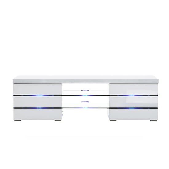 Swansea High Gloss TV Stand In White With Blue LED Lighting