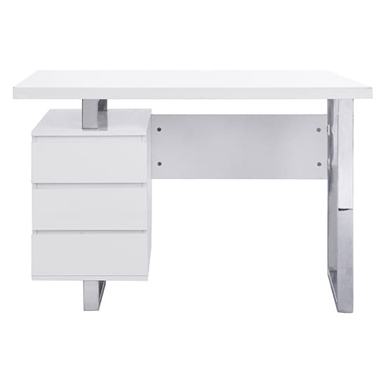 Swazi High Gloss Computer Desk With 3 Drawers In White