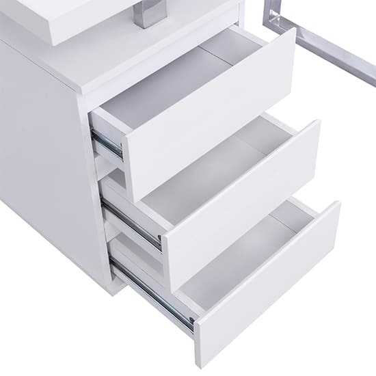 Swazi High Gloss Computer Desk With 3 Drawers In White