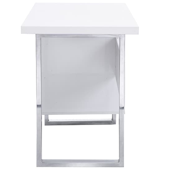 Swazi High Gloss Computer Desk With 3 Drawers In White