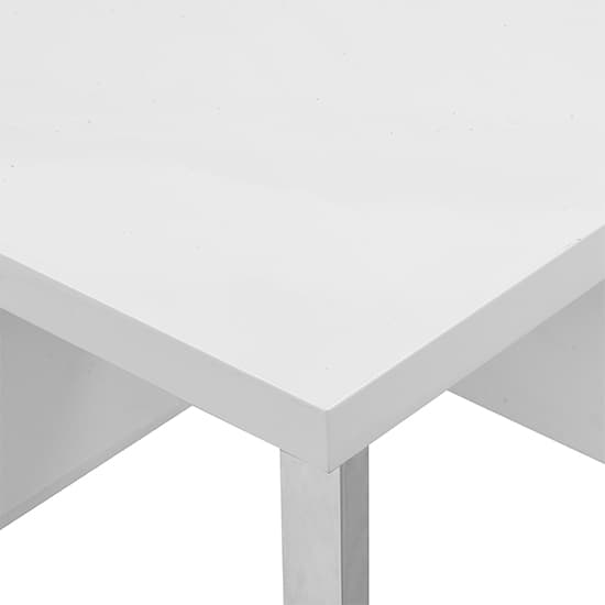 Swazi High Gloss Computer Desk With 3 Drawers In White