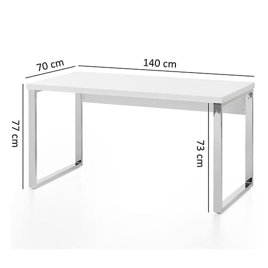 Swazi High Gloss Laptop Desk In White And Chrome Frame