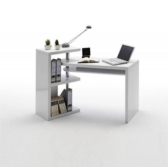 Swazi High Gloss Rotating Home And Office Laptop Desk in White