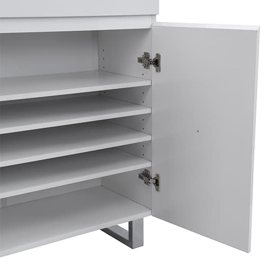 Swazi High Gloss Shoe Cabinet With 2 Door 1 Drawer In White