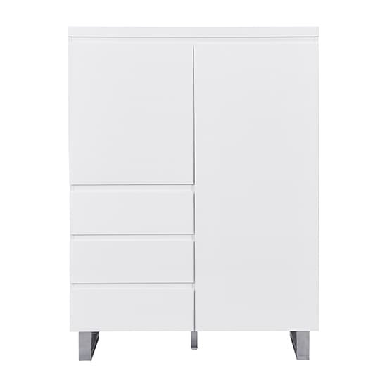 Swazi Highboard In White High Gloss With 2 Door And 3 Drawers