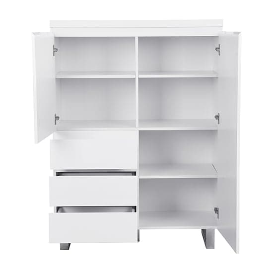 Swazi Highboard In White High Gloss With 2 Door And 3 Drawers