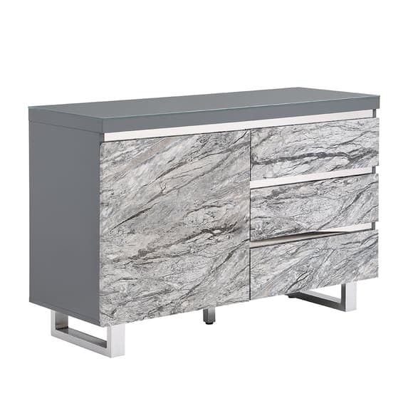 Swazi Melange Effect Small Sideboard With 1 Door 3 Drawer In Grey