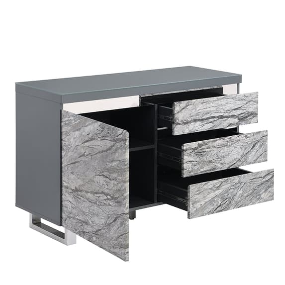 Swazi Melange Effect Small Sideboard With 1 Door 3 Drawer In Grey