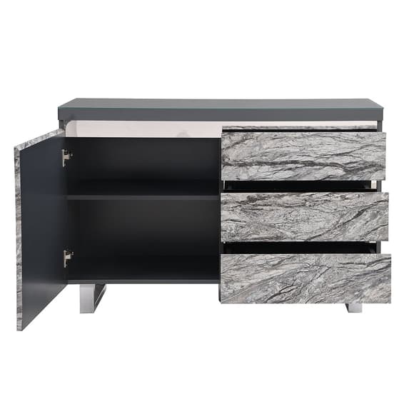 Swazi Melange Effect Small Sideboard With 1 Door 3 Drawer In Grey