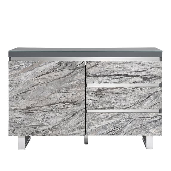 Swazi Melange Effect Small Sideboard With 1 Door 3 Drawer In Grey