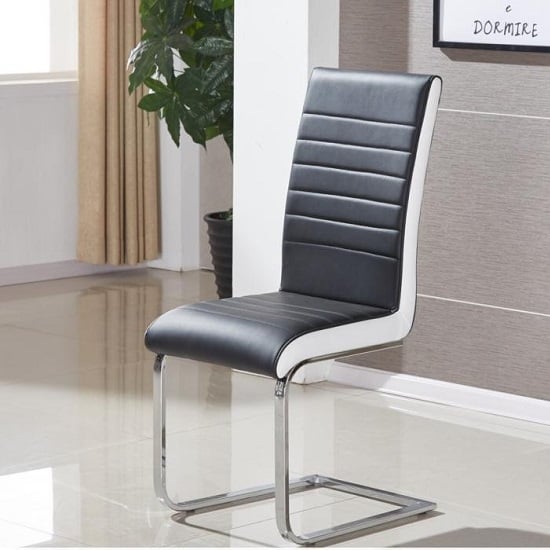 Sylvania Faux Leather Dining Chair In Black And White