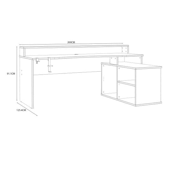 Terrell Wooden Gaming Desk Corner In Black With White Trim And LED