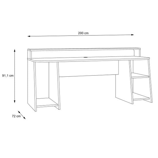 Terrell Wooden Gaming Desk In Matt Black With Blue LED