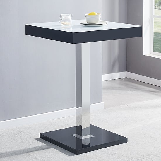 Topeka High Gloss Bar Table In Black With White Glass Top