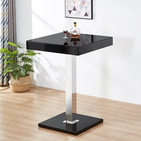 Topeka High Gloss Bar Table Square Glass Top In Black