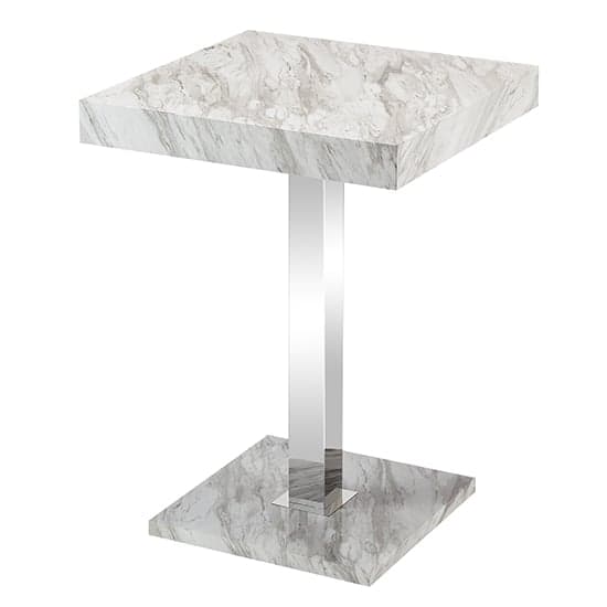 Topeka High Gloss Bar Table Square In Magnesia Marble Effect